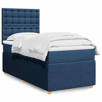 vidaXL Boxspring met matras stof blauw 80x200 cm, Verzenden