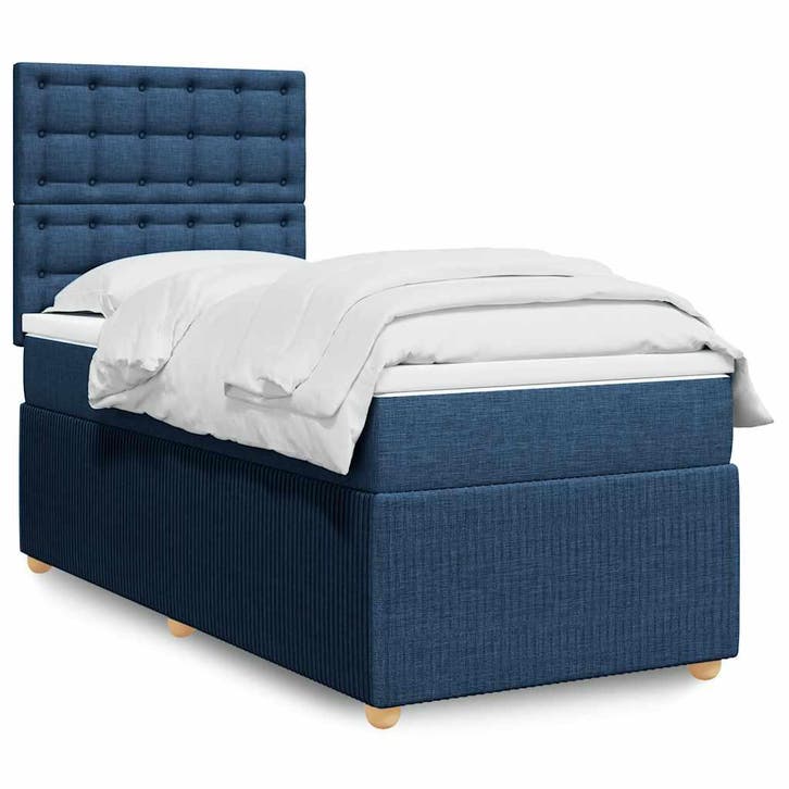 vidaXL Boxspring met matras stof blauw 80x200 cm, Huis en Inrichting, Slaapkamer | Bedden, Nieuw, Verzenden
