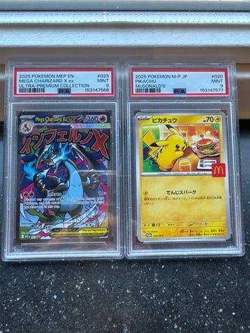 Pokémon - 2 Graded card - Charizard, Pikachu Promo card,, Hobby en Vrije tijd, Verzamelkaartspellen | Pokémon, Nieuw