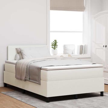vidaXL Boxspring bed Crème en Wit 120 x 200 cm Corduroy stof, Verzenden