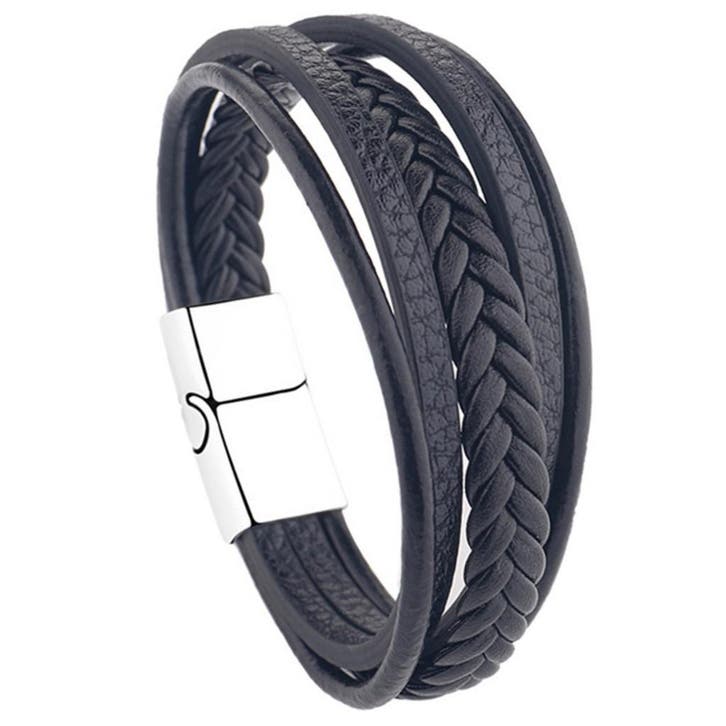 Fako Bijoux - Armband Heren - Zwart 5 Snoeren Combo - Mannen, Handtassen en Accessoires, Armbanden, Verzenden