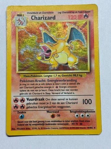 Pokémon - 1 Card - Charizard 4/102 Foil - WOTC, Nieuw