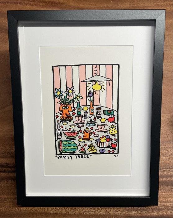 James Rizzi (1950-2011) - Party Table, original silkscreen, Antiek en Kunst, Antiek | Overige Antiek