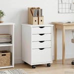 vidaXL Rollende kast met wiel Wit 34 x 39 x 56 cm Massief, Huis en Inrichting, Kasten | Overige, Verzenden, Nieuw