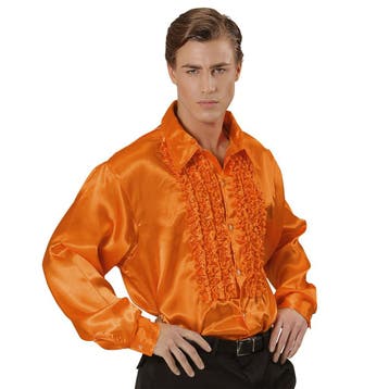 Disco 70S Blouse Oranje Heren, Kleding | Heren, Carnavalskleding en Feestkleding, Verzenden, Nieuw