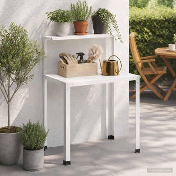 vidaXL Planttafel 60 x 50 x 104 cm Gepoedercoat staal Wit, Tuin en Terras, Hand-tuingereedschap, Verzenden, Nieuw