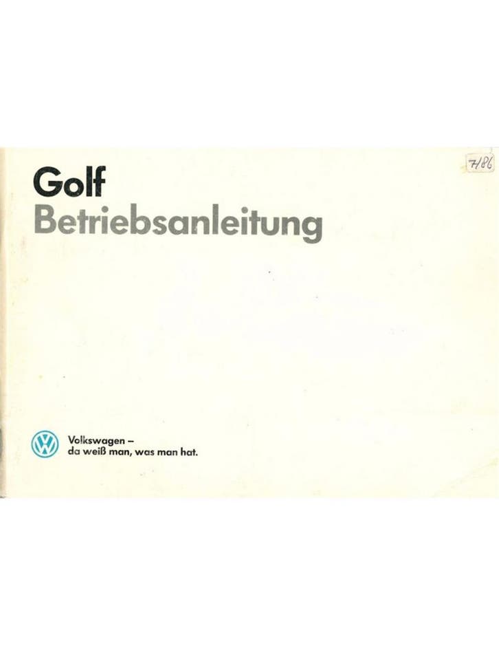 1987 VOLKSWAGEN GOLF INSTRUCTIEBOEKJE NEDERLANDS, Auto diversen, Handleidingen en Instructieboekjes, Ophalen of Verzenden