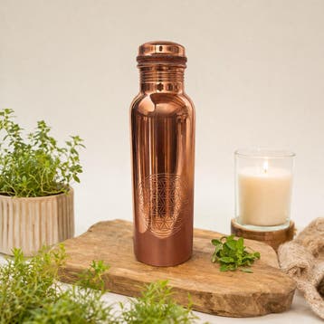 Puur koperen fles flower of life zijdefinish 750 ml, Sport en Fitness, Ophalen of Verzenden, Nieuw