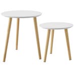 tectake Set van 2 bijzettafels Skaland met houten poten in S, Maison & Meubles, Tables | Tables d'appoint, Verzenden
