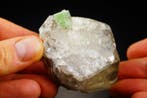 Blauw/groene tourmaline op kwarts - extra kleur - zeer, Verzamelen, Mineralen en Fossielen