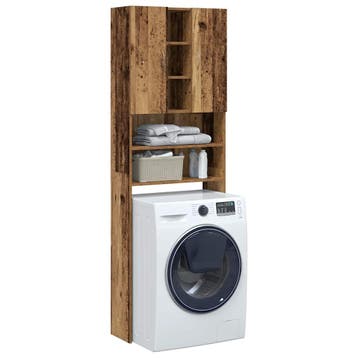 vidaXL Wasmachinekast 64x25,5x190 cm oud houtkleurig, Verzenden