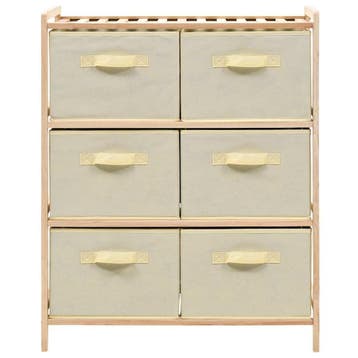 vidaXL Opbergmeubel met 6 stoffen manden cederhout beige, Verzenden