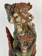 A polychrome Balinese statue - Figuur - Indonesië (Zonder, Antiek en Kunst