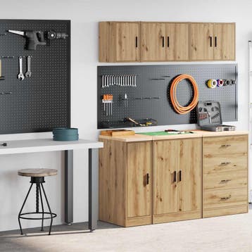 vidaXL Garagekasten 2 st bewerkt hout ambachtelijk eikenhout, Verzenden