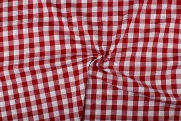 Boerenbont stof rood wit geruit - 18mm geruit, 120 cm of meer, Ophalen of Verzenden, Katoen, Rood