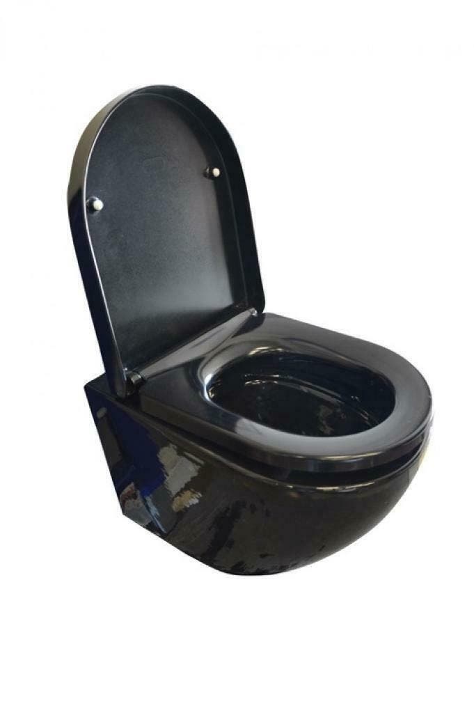Sanifun Rimless hangtoilet Aldo Zwart Verkort., Doe-het-zelf en Bouw, Sanitair, Toilet, Nieuw, Ophalen of Verzenden