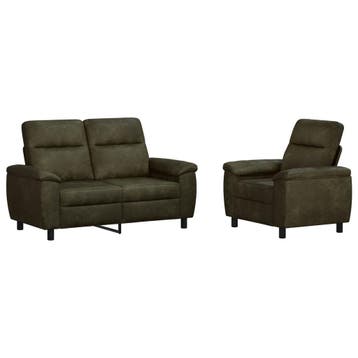 vidaXL bank / zetelstel 2 pcs Leger Groen Kunst Suède Leer, Verzenden