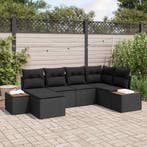 vidaXL Tuinbank Set met kussen met opslag 7 pcs Zwart, Verzenden, Nieuw