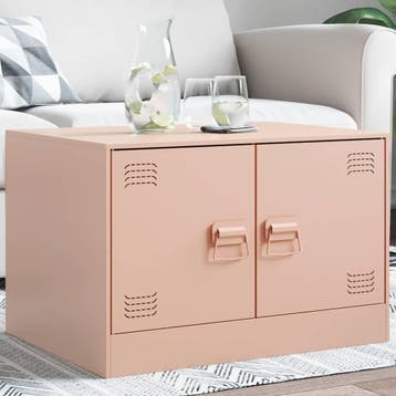 vidaXL Salontafel 67x50x44 cm staal roze, Huis en Inrichting, Verzenden, Nieuw