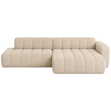 Beige Hoekzetel Met Ribbelpatroon - Ongebruikt, 250 tot 300 cm, Verzenden, Zo goed als nieuw, Stof