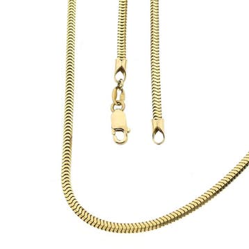 Gouden slangenschakelketting; 14 karaat; 46 cm, Handtassen en Accessoires, Ophalen of Verzenden, Gebruikt, Goud, Goud