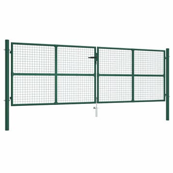 vidaXL Tuinhek van gaas staal 400x125 cm groen, Jardin & Terrasse, Verzenden