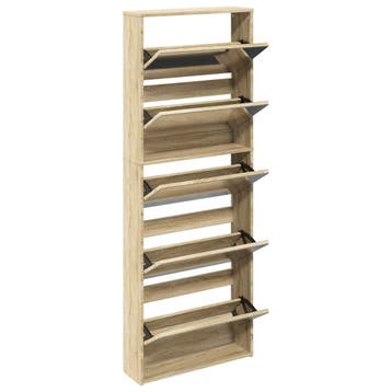 vidaXL Schoenenkast met 5 spiegels 63x17x169,5 cm eikenhout, Verzenden, Nieuw