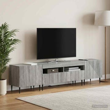 vidaXL 3-delige LED TV-kast Grijs Sonoma Bewerkt hout, Verzenden