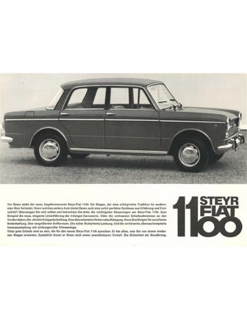1962 STEYR FIAT 1100 LEAFLET DUITS, Ophalen of Verzenden