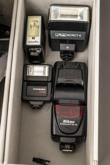 Nikon, Minolta, Vivitar, Metz, 10 vintage cameraflitsers –, Audio, Tv en Foto, Nieuw