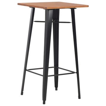 vidaXL Bartafel 60x60x108 cm massief grenenhout staal zwart, Verzenden