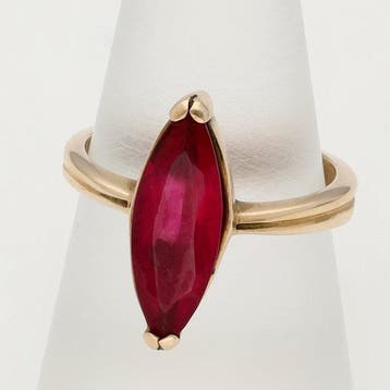 Ring - 14 karaat Geel goud Robijn, Nieuw