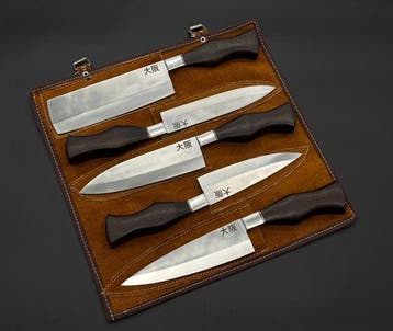 Japanese Style Kitchen Knife SET With Leather BAG Included -