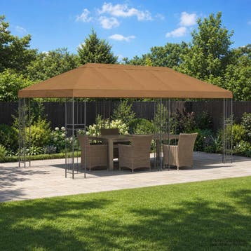 vidaXL Paviljoen met zijwanden 6 x 3 m Beige Polyester en, Verzenden