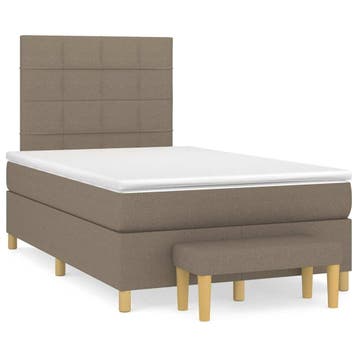 vidaXL Boxspring met matras stof taupe 120x190 cm, Verzenden