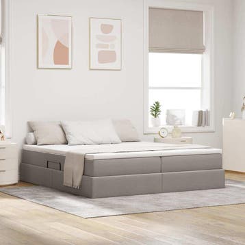 vidaXL Opbergbed met matras met matras Taupe 200 x 200 cm, Verzenden, Nieuw
