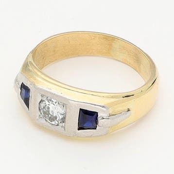 Bague - 18 carats Or jaune Diamant (Naturelle) - Saffier, Nieuw