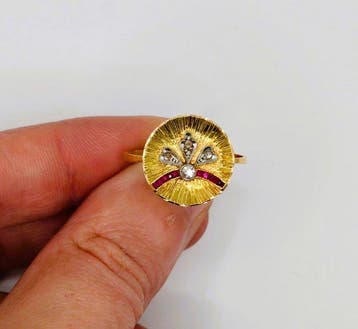 Bague tendance - 18 carats Or jaune - 0.28ct. tw. Diamant, Bijoux, Sacs & Beauté