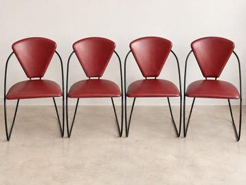 Chaise de salle à manger - Cuir - Lot de quatre chaises