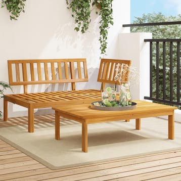 vidaXL 2-delige Loungeset pallet massief acaciahout, Tuin en Terras, Verzenden, Nieuw
