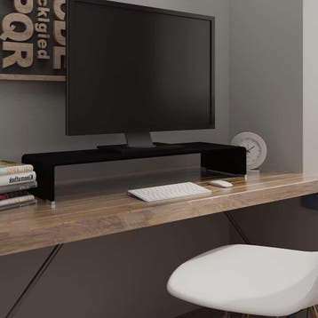 vidaXL Tv-meubel/monitorverhoger zwart 90x30x13 cm glas, Verzenden