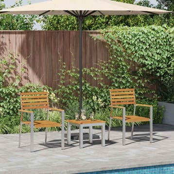 vidaXL Tuin Eettafel Set 3 st Bruin, Verzenden, Nieuw