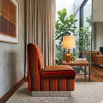Chaise longue - Bois, Textile - Fauteuil vintage des années