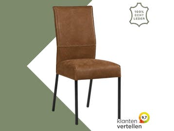 Leren eetkamerstoel Real - Kenia Brown (bruin) - Poten, Huis en Inrichting, Stoelen, Bruin, Nieuw, Ophalen of Verzenden, Eén