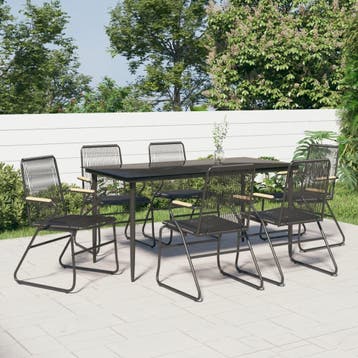 vidaXL 7-delige Tuinset PVC-rattan zwart, Tuin en Terras, Verzenden, Nieuw, Tuinset