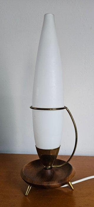 Philips - Tafellamp - Rocket - Opaline glas, Teak