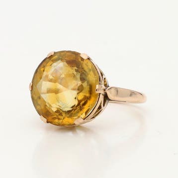 Ring - 14 karaat Geel goud - 8.58ct. tw. Citrien, Handtassen en Accessoires, Ringen, Nieuw