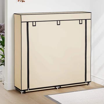 vidaXL Schoenenkast met hoes 115x28x110 cm stof crème, Maison & Meubles, Armoires | Armoires à chaussures, Verzenden