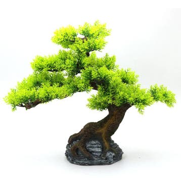 Bonsai boom met wortels op steen OS-210 - aquarium decoratie, Ophalen of Verzenden