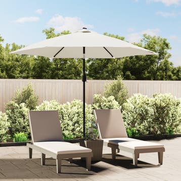 vidaXL Zweefparasol met LED 3 m zandwit, Verzenden, Nieuw